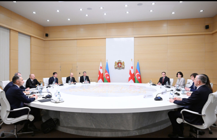 Prezidentin Kobaxidze ilə geniş tərkibdə görüşü - FOTOLAR