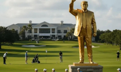 Trampın qızıl heykəli ucaldıldı 