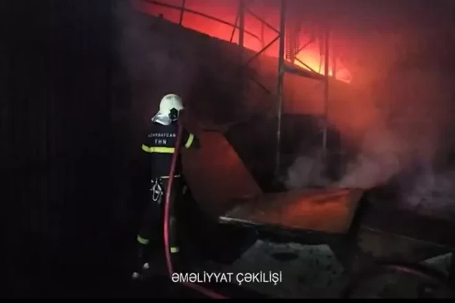 Bakı-Sumqayıt yolundakı obyektlərdə YANĞIN - VİDEO