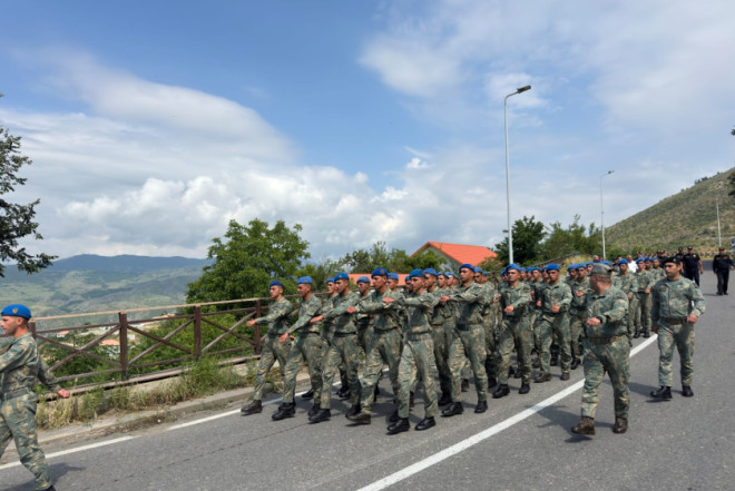 Laçında hərbçilər yürüş ediblər - FOTO