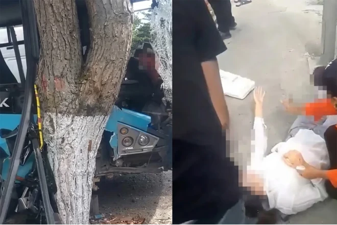 Bakıda avtobus ağaca çırpıldı: 10-dan çox yaralı var - VİDEO