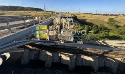 Ukrayna Luqanskda dəmir yolu körpüsünü VURDU 