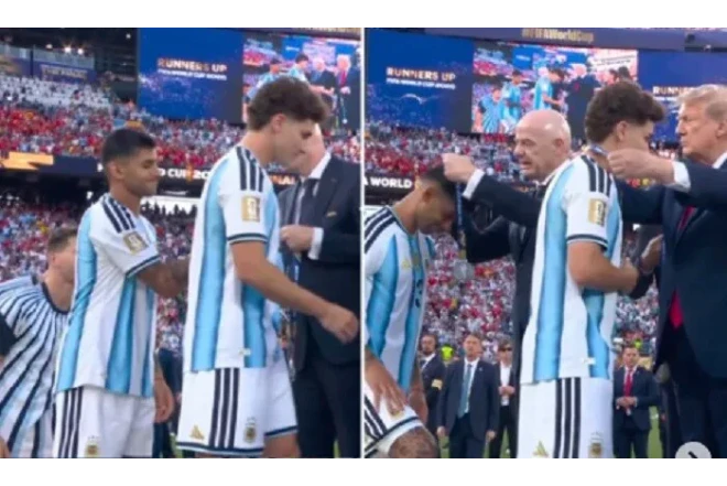 Argentinalı müdafiəçi Trampın əlini sıxmadı 