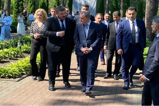 Ceyhun Bayramov Ukraynanın İrpen şəhərinə gedib
