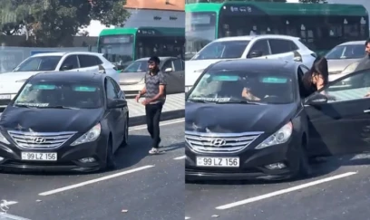 Bakıda qadın sürücü qəza törətdi - “Hyundai” əks yola çıxdı 
