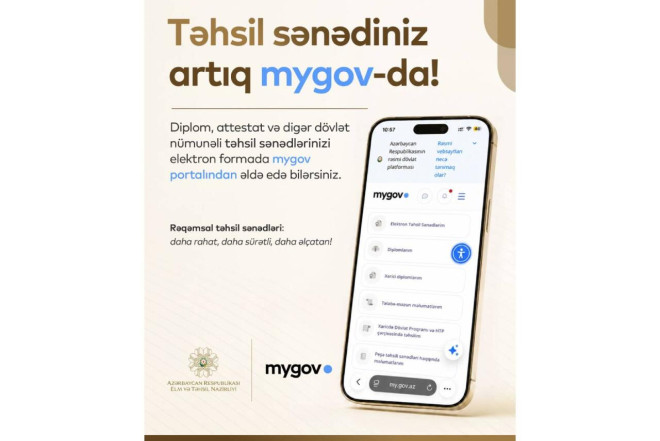 Təhsil sənədləri artıq myGov-da