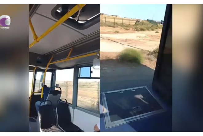 Sərnişin avtobusu qapısı açıq idarə olunub - VİDEO