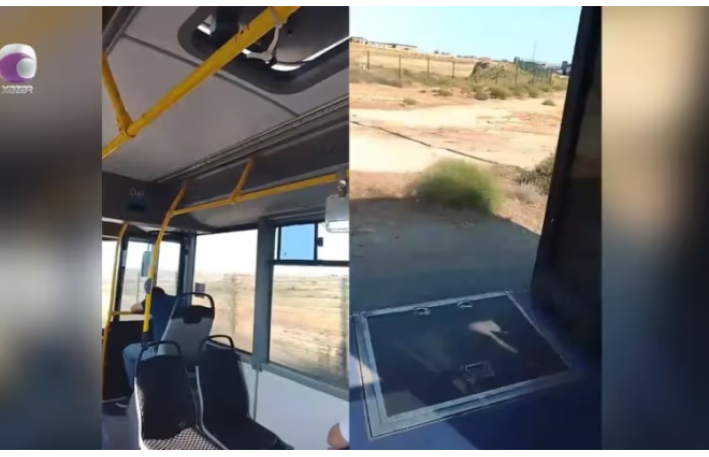 Sərnişin avtobusu qapısı açıq idarə olunub - VİDEO