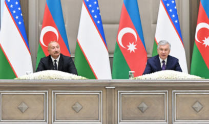 Azərbaycan və Özbəkistan prezidentləri mətbuata bəyanatlarla çıxış etdilər - FOTO