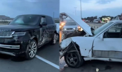 Qaradağda “Mercedes” və “Range Rover” toqquşdu - VIDEO