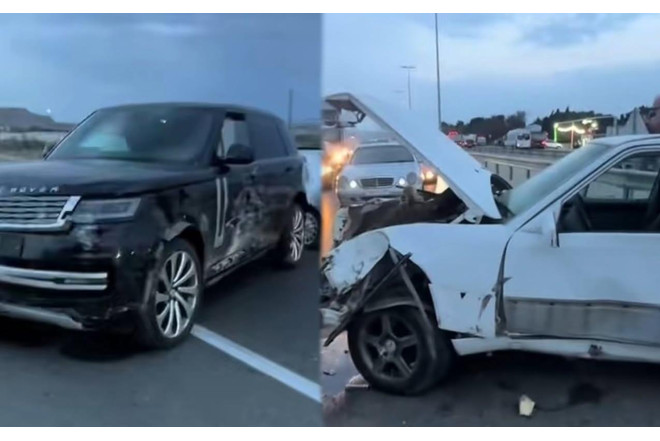 Qaradağda “Mercedes” və “Range Rover” toqquşdu - VIDEO