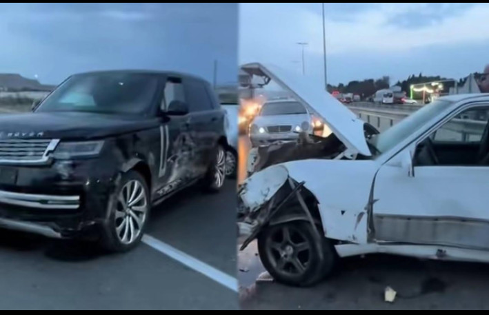Qaradağda “Mercedes” və “Range Rover” toqquşdu - VIDEO