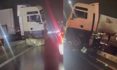 Bakı-Sumqayıt yolunda QƏZA - Yük maşını arakəsməyə çırpıldı
