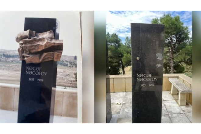 Nəcəf Nəcəfovun məzarından bürünc barelyef oğurlandı 