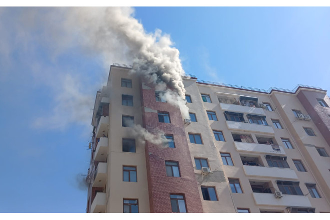 Mingəçevirdə binadakı yanğın söndürüldü 
