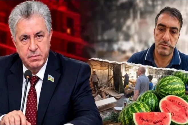 Deputatla qalmaqal yaşayan qarpız satan işinə qayıtdı 