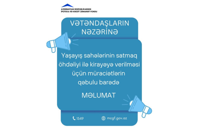 Sabahdan kirayə mənzil mexanizmi üzrə müraciətlərin qəbulu müvəqqəti dayandırılır 