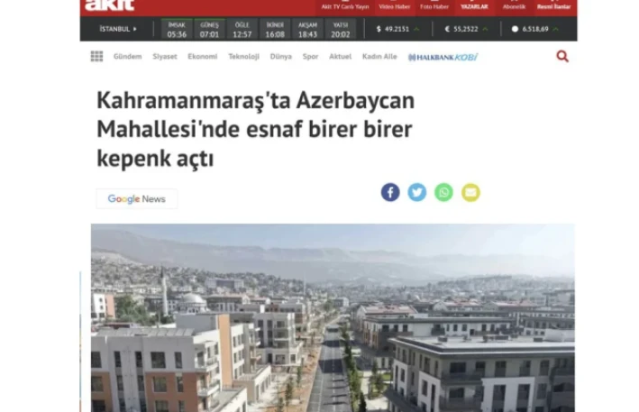 "Kahramanmaraşdakı “Azərbaycan” məhəlləsində həyat normal axarına qayıdır"- Media