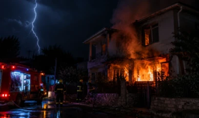 Azərbaycanda ildırım evə düşdü, yanğın oldu
