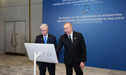 Azərbaycan və Qazaxıstan prezidentləri Trans-Xəzər Fiber-Optik Kabel Xəttinin açılışını etdilər – FOTO