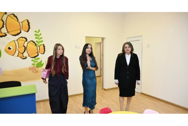 Alyona Əliyeva Şamaxıda uşaq bağçalarının açılışından paylaşım edib - FOTO